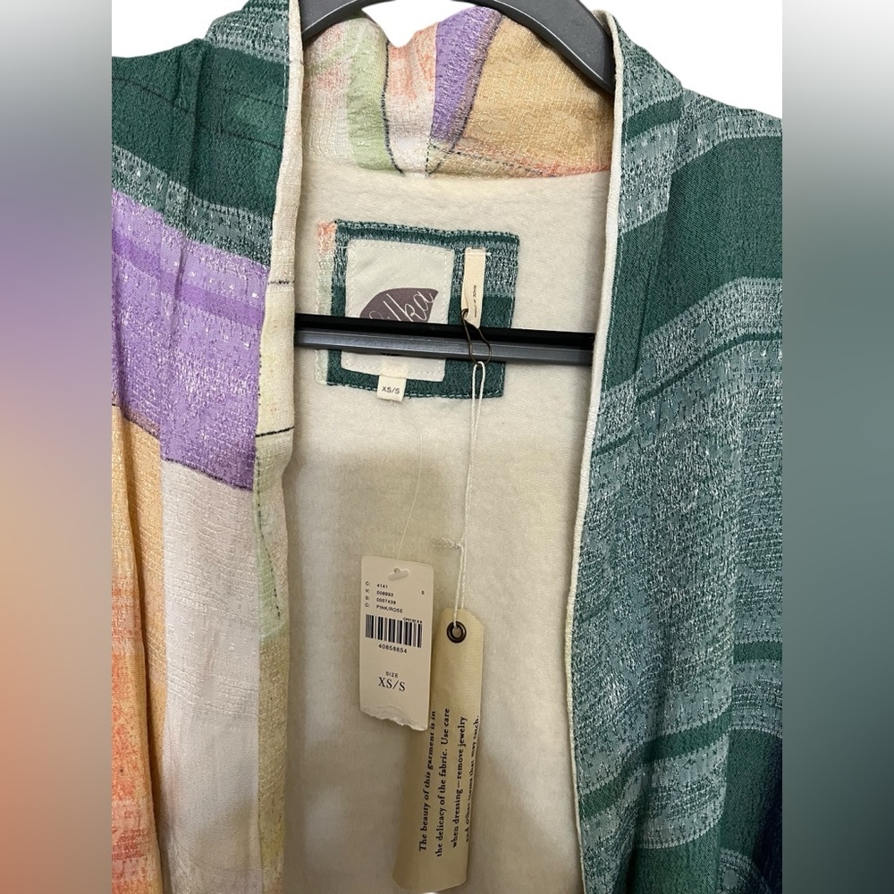 Anthropologie Watercolor Pastel Patchwork Plaid Robe - Picture 4 of 6
